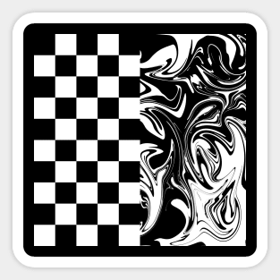 Checks and Swirls - Black and White Sticker